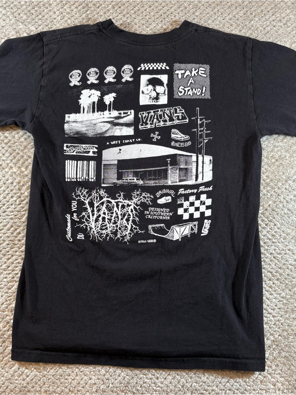 Vans Women’s S Black Short-Sleeve Skateboarding Tee with White Chest Graphic - Picture 5 of 7
